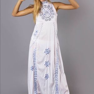 Fillyboo Merry Men dress, halter, open-back, maxi